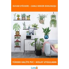 Letsii Tropikal Bitkiler Duvar Stickerı 90X35 cm Pvc 9 Adet