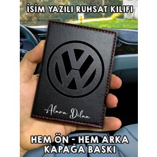 Nurdic Volkswagen Ön Arka Baskılı Oto Araç Ruhsat Kabı Kartlık Deri Isim Yazılı Kişiye Özel Cüzdan
