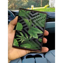 Nurdic Desenli Ruhsat Kabı Logolu Oto Kılıfı Deri Dikişli Araç Ruhsat Koruyucu Botanik