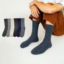 Kral Socks Erkek Kışlık (6 Çift) Lambswool Yün Çorap Termal Etkili Ebruli