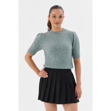 Shopping Shop Kısa Balon Kol Triko Bluz YESIL