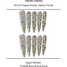 Takma Takma 10'lu Beyaz  Extra Extra Extra TT1430 Tekrar Kullanılabilir El Yapımı Protez Takma Tırnak - Beyaz-L