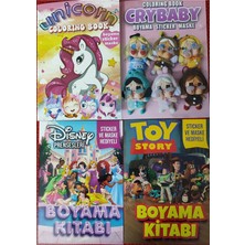 4 Adet Stickerli Boyama Kitabı (Unicorns/crybaby/toystory/prensesler) AD30119
