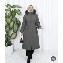 Glr & Gym Zahire Kadın Büyük Beden Nova Kumaş Ara Boy Kapüşonlu Mont