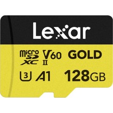 Lexar Gold 128GB Mikro Sd Kart, Microsdxc Uhs-Ii Bellek Kartı, V60, U3, A1, C10 Microsd Kart, 280MB/