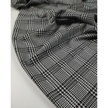 Kumaş Parça Siyah Beyaz Kazayağı Desende Örme Kumaş (En 150 cm x Boy 225 Cm)