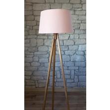 Ağaç Ustası Düz 3 Ayak Tripod Lambader Abajur Köşe Lambası  Naturel Ağaç Dekor Lamba