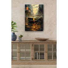 Eski Araba Yağlı Boya Görünümlü Hd Dijital Baskı Dikey Kanvas TABLO645