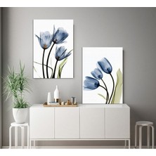 Çiçek Temalı Dekoratif Hd Baskı Dikey Kanvas Tablo (2 Li Set Olarak Satılmaktadır) Şık Dekor