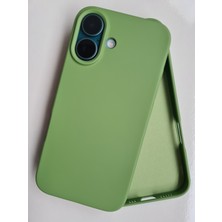 Pirok Store İçi Kadife Esnek Silikon Lansman Kılıf iPhone 16 Uyumlu Fıstık Yeşili Koruma