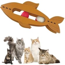 MCM Group Kediler Için Ahşap 2 Toplu Eğimli  Sevimli Balık Şeklinde Eğitim Amaçlı Oyuncak