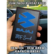Nurdic Bajaj Ön Arka Baskılı Oto Araç Ruhsat Kabı Kartlık Deri Isim Yazılı Kişiye Özel Cüzdan