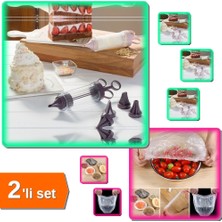 Hereveoyuncak 100 Adet Lastikli Tazeliği Koruyan Bonesi + Krema Pompası Seti - Mutfak Için Gerekenler XYZ789