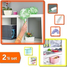 Hereveoyuncak Hızlı Temizlik Plumero Mikrofiber + Dolap Kapağı Tezgah Çöp Kutusu 2li Set M8N4P2