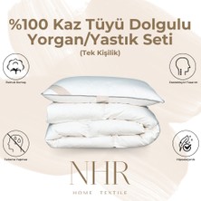 Nhr Home %100 Kaz Tüyü Dolgulu, %70 Gıdık Antibakteriyel, Isı Dengeleyici, Tek Kişilik Yorgan/yastık Seti