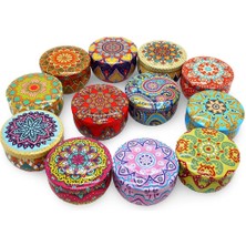 Giftmoda Mandala Desenli Metal Kutuda Orta Boy Kokulu Mum