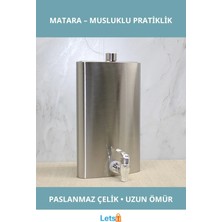 Letsii Paslanmaz Çelik Musluklu Matara Geniş Kapasiteli Su Şişesi