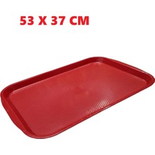 MCM Group Büyük Boy Kırmızı Plastik Servis Tepsisi  Kırılmaz Lokanta Büfe Fast Food Kullanım ( 53 X37 Cm)