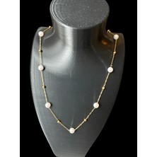 Aleda Çelik Gold Minimal Kare Taşlı Dorikalı Kolye