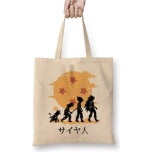 Toyaso Dragon Ball Z Karakter Bez Çanta Uzun Saplı Alışveriş Çantası Plaj Çantası