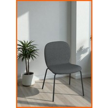 Alony Home Döşemeli Çelik Sandalye Cırt Cırtlı Çıkarılabilir Kılıf Yumuşak Minder Dayanıklı Iskelet 80 cm Koyu Gri