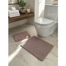 Turanyolu 2'li Toz Pembe Banyo Paspas Takımı – Klozet Takımı (Kaymaz Tabanlı), 40X50 & 50X90 cm