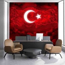 Dreamwall 3 Boyutlu Kayalık Türk Bayrağı Desenli Ofisler Yazıhaneler Için Tekstil Duvar Kağıdı