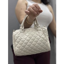 Biçomi Kapaksız Kapitone Krem Cilt Çanta