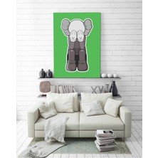 GülsenArt Weeping Kaws Duvar Dekorasyonu Yeşil Hd Dijital Baskı Dikey Kanvas Tablo Işyeri Dekoru