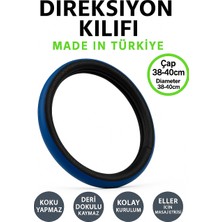 Trobus Hyundai I30 2017-2023 Geçmeli Direksiyon Kılıfı Delikli Mavi Siyah Deri