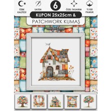 FabricsTown Patchwork ve Quilting İçin %100 Pamuk Desenli Kumaş Seti – 6 Kupon + Ek Panel