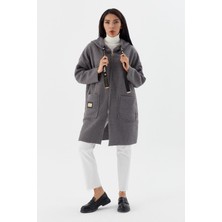 Shopping Shop Kapüşonlu Cepli Uzun Hırka ANTRASIT
