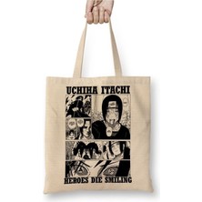 Toyaso Naruto Uchiha Itachi Beyaz Bez Çanta Uzun Saplı Alışveriş Çantası Plaj Çantası