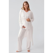Artış Collection Uzun Kollu Düğmeli Esnek Viskoz Hamile Sabahlık Pijama Takım 18302