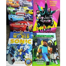 4 Adet Stickerli Boyama Kitabı (Minecraft/arabalar/squid Game/sonic Figürlü)