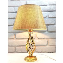 Decodelight Gold Kaplama Burgulu Kristal Taşlı Metal Ayaklı Konik Beyaz Siyah Kahve Kumaş Şapkalı Abajur