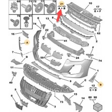 TŞT Peugeot  208  2024-2025  Ön Tampon Panjuru Sol Sıyah (Sıs Yanı)(Tw) Oem No (16923311XT)