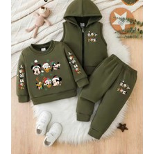 Punix Kids Punıx Kıds Özel Üretim Minik Kahramanlar Baskılı %100 Pamuk Kışlık Erkek Çocuk Yelekli 3 Lü Eşofman Takımı