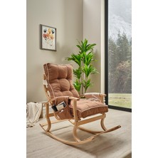 Özmob Relax  Lüx Ahşap Çift Minderli Çift Cepli Sallanan Sandalye Çift Taraflı Sallanan Koltuk Tv Koltuğu