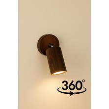 Aysem Wood Duvar Aplik 360° Dönebilen Silindir Yansıtma Tasarımlı Tek Yönlü Ahşap Salon Hol Cafe Otel Aplik