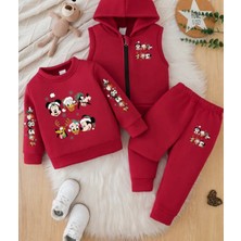 Punix Kids Punıx Kıds Özel Üretim Minik Kahramanlar Baskılı %100 Pamuk Kışlık Erkek Çocuk Yelekli 3 Lü Eşofman Takımı