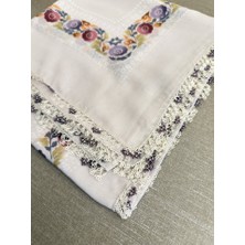 Htm Yapı Anne Eli Ile Işlenmiş Tığ Oyalı Yazma Örtü Yerli Üretim 100X100CM