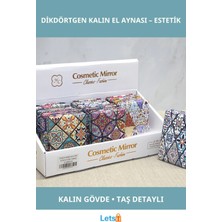 Letsii Taş Detaylı Şık Dikdörtgen Kalın El Aynası