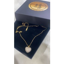 Ecem Bijuteri Çelik Altın Kaplama Taşlı Kalp Kolye