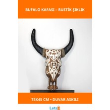 Letsii Duvara Asmalı Şık Bufalo Kafası 75X45 cm Beyaz Sarı Desenli