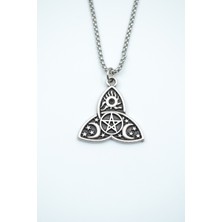 IDR Triquetra Gümüş Kaplama Örme Zincir Kolye