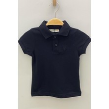 Mojo Bebek Mojo Unisex Çocuk Düğmeli Kısa Kol Lacoste T-shirt 5281 Siyah