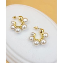 Nevoka Top Incili Halka Çelik Küpe