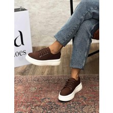 Siba Shoes Nava Kalın Taban Kahverengi Kadın Spor Ayakkabı