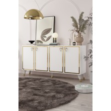 Demonte Decor 8204-1DD KB150 Konsol, Tv Ünitesi Beyaz-Altın